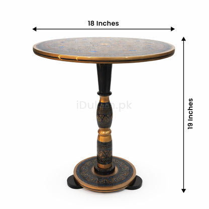 Hand-Painted NAQASHI Art Coffee Side Table for Home Decor (Black Fancy)