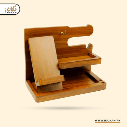 Wood MDF Desk Organizer | Phone Docking Stand Watches Key Holder