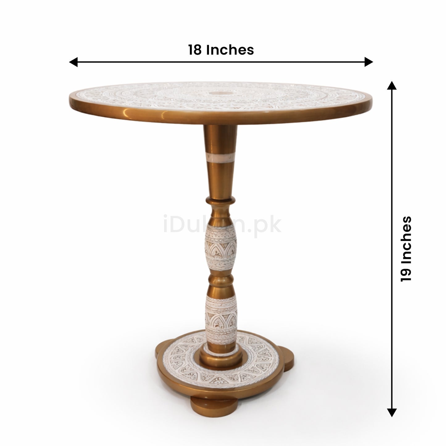 Hand-Painted NAQASHI Art Coffee Side Table for Home Decor (Off White)