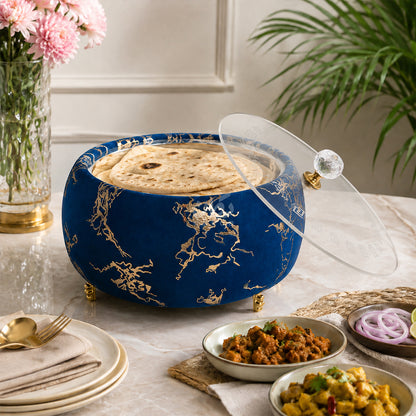Turkish Velvet Hotpot with Acrylic Lid (Golden Blue)