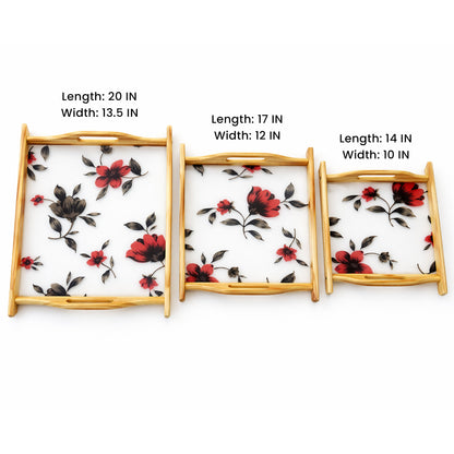 Kail Wood & Acrylic Floral Base Wooden Tray Set (Set of 3)