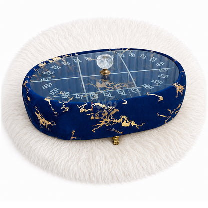 Turkish Velvet Dry Fruit Basket with Acrylic Top Lid