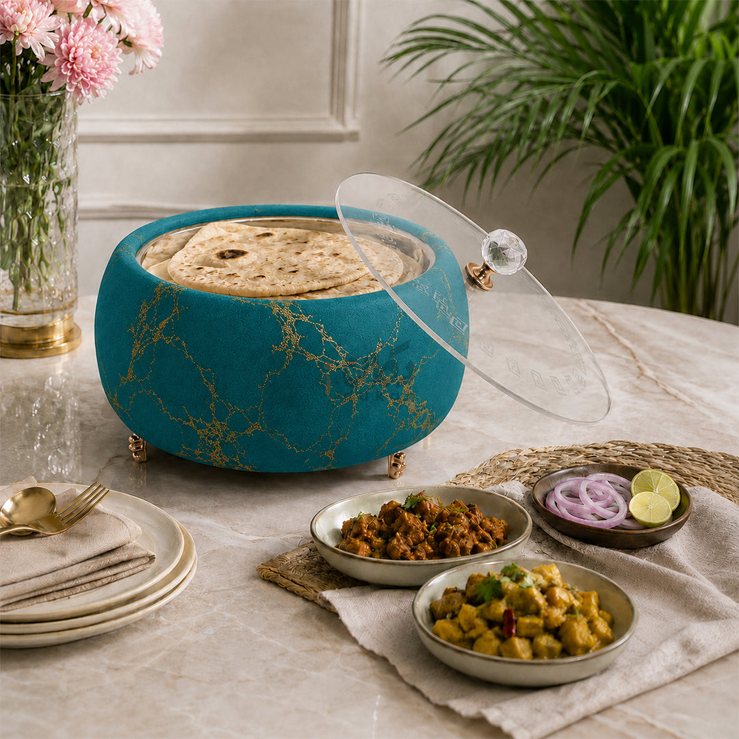Turkish Velvet Hotpot with Acrylic Lid (Firozi Blue)