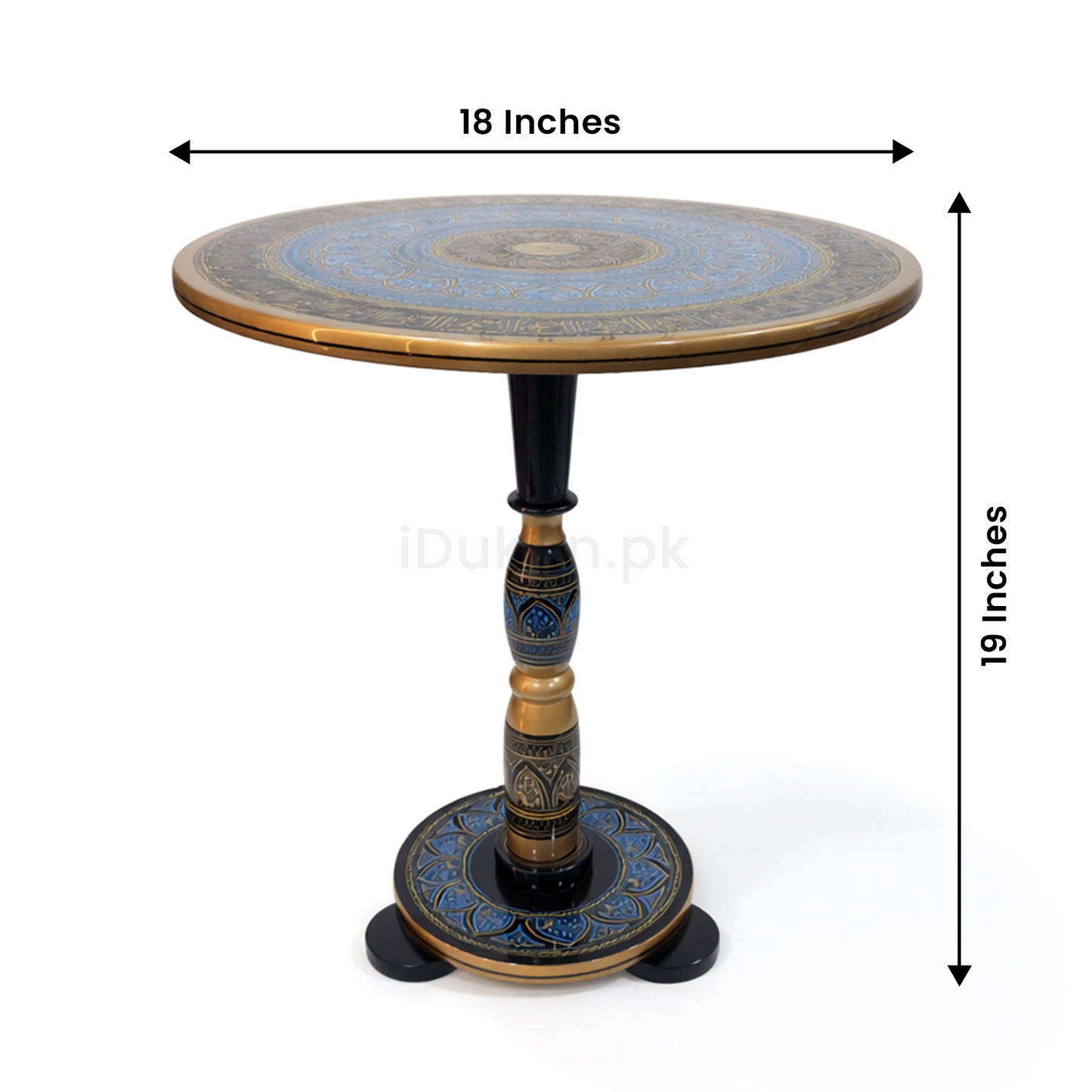 Hand-Painted NAQASHI Art Coffee Side Table for Home Decor (Golden Blue)