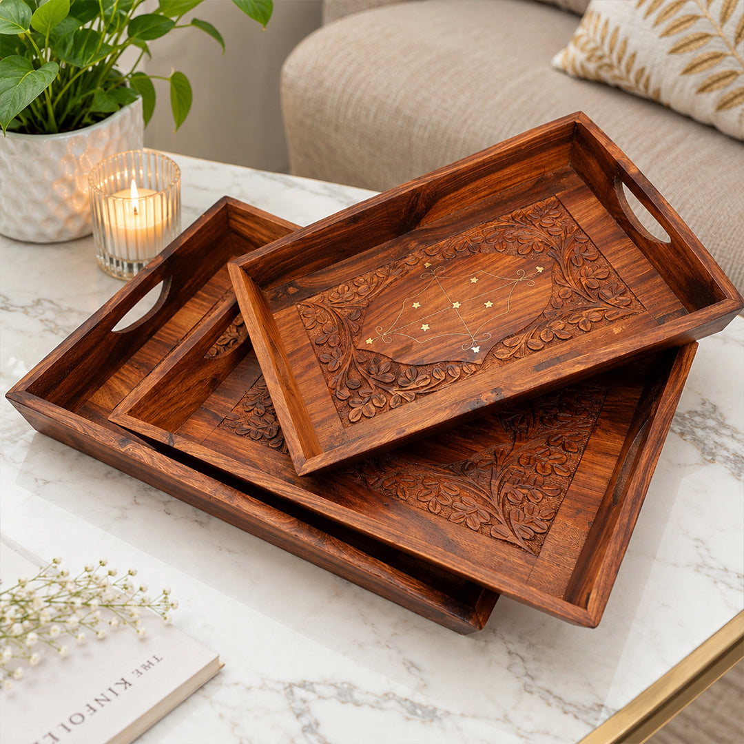 Special Kitchen Deal - Wooden Cooking Spoon Set, Spoon Rack and Wooden Tray Set