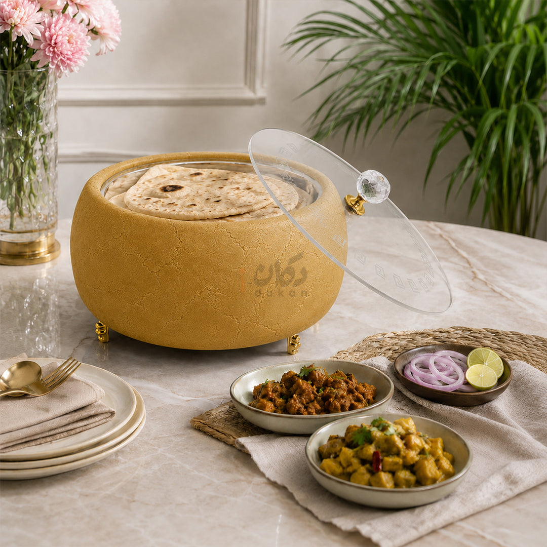 Turkish Velvet Hotpot with Acrylic Lid (Mustard Yellow)