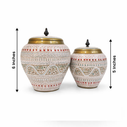 Hand-Painted NAQASHI Art Coffee Side Table for Home Decor (Off White)