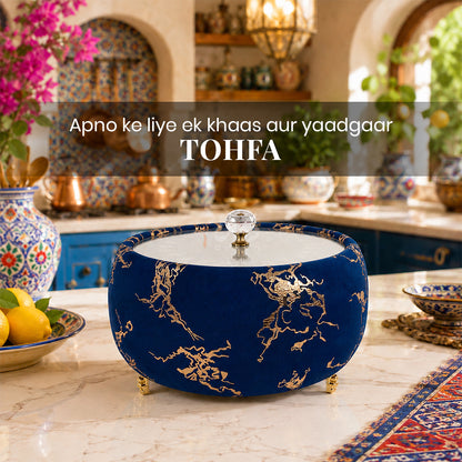 Turkish Velvet Hotpot with Acrylic Lid (Golden Blue)