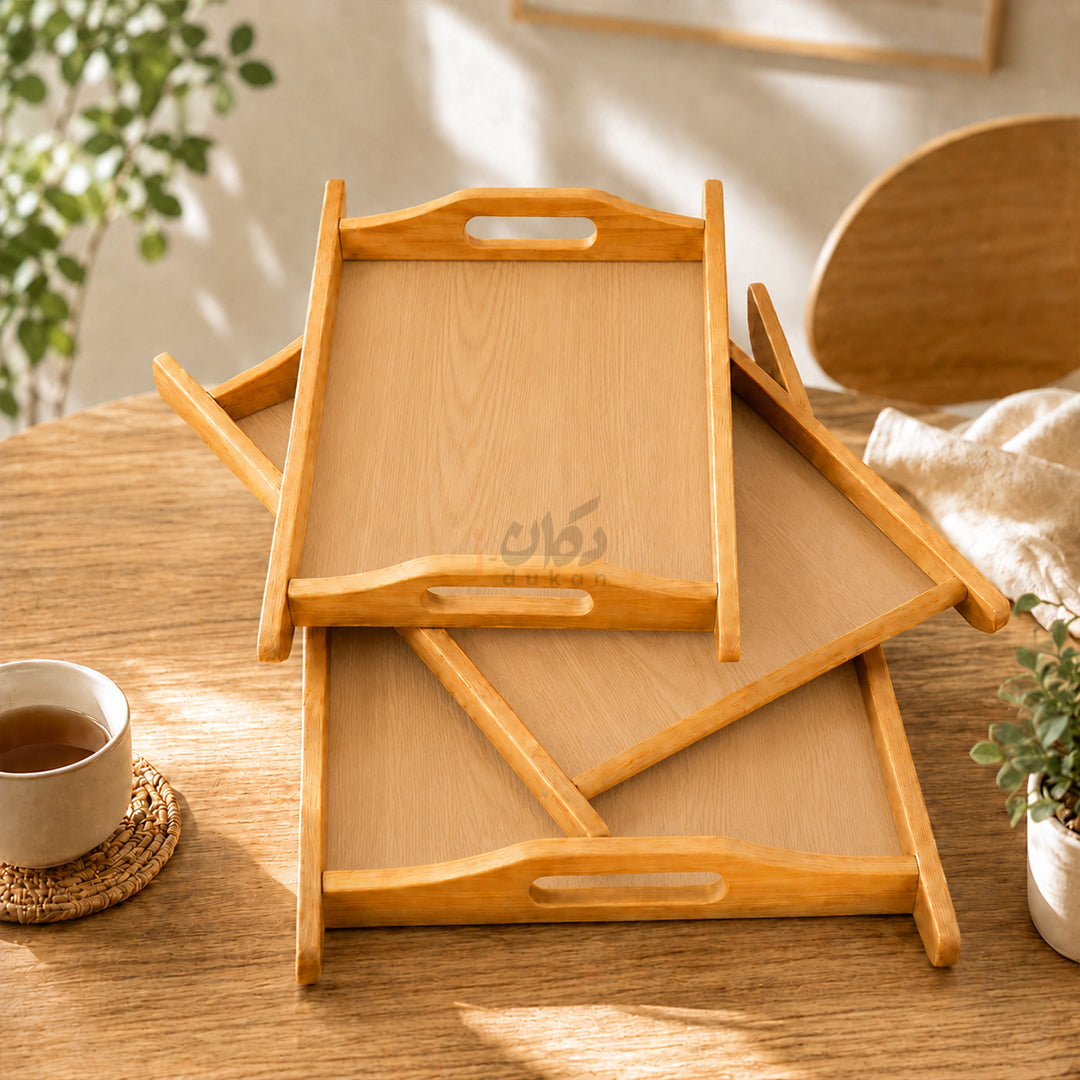 Kail Wood Set of 3 Serving Trays With Ergonomic Handles