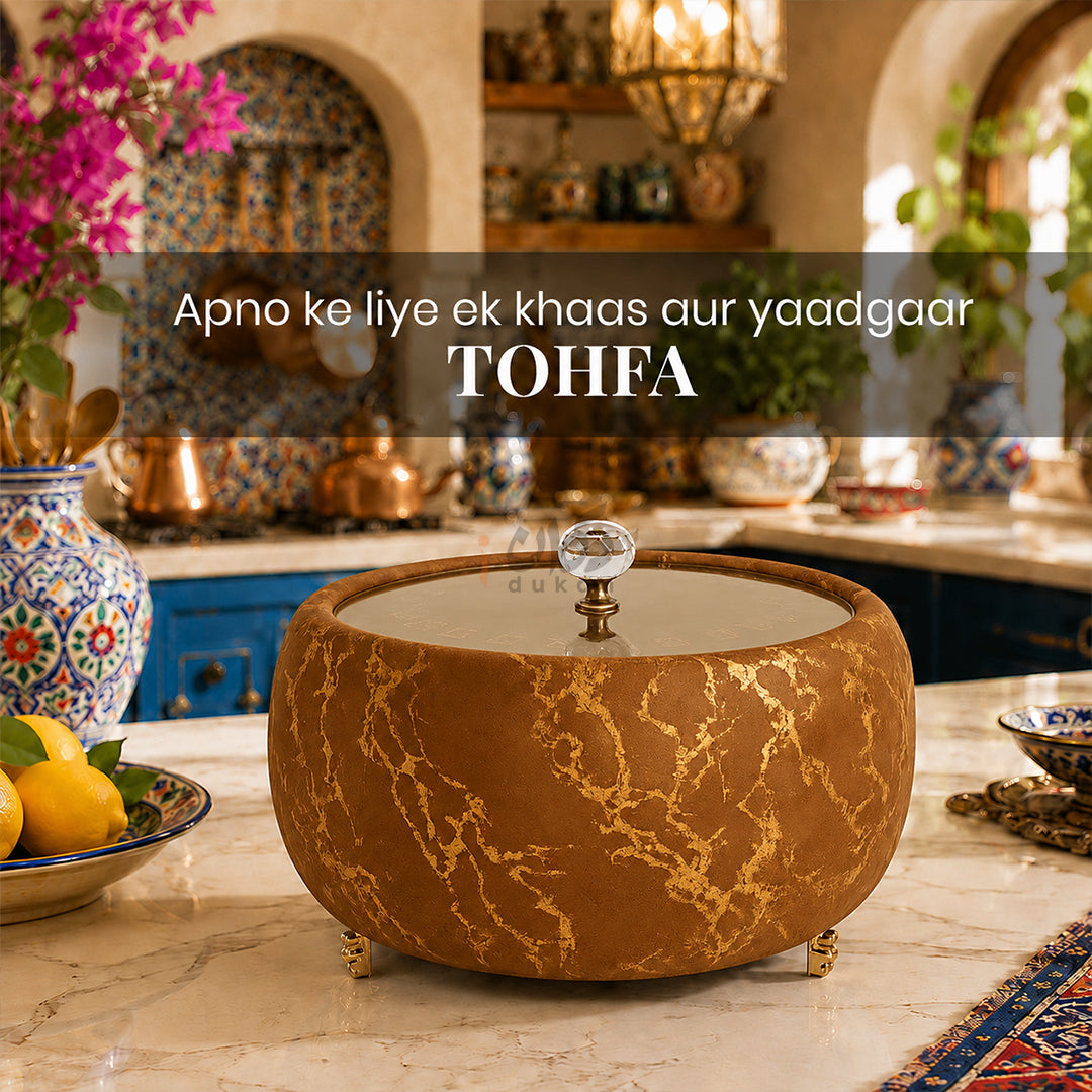 Turkish Velvet Hotpot with Acrylic Lid (Golden Brown)