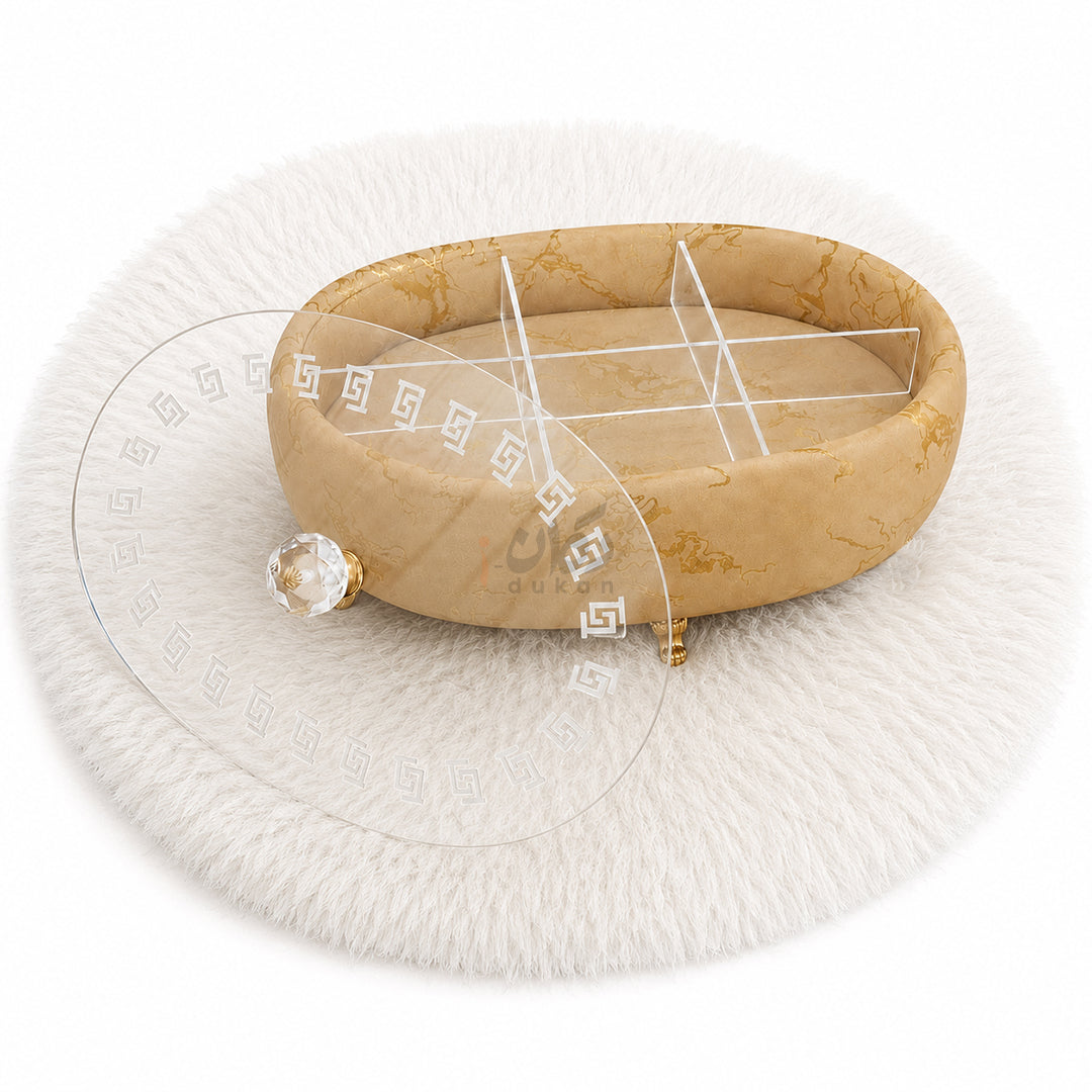 Turkish Velvet Dry Fruit Basket with Acrylic Top Lid
