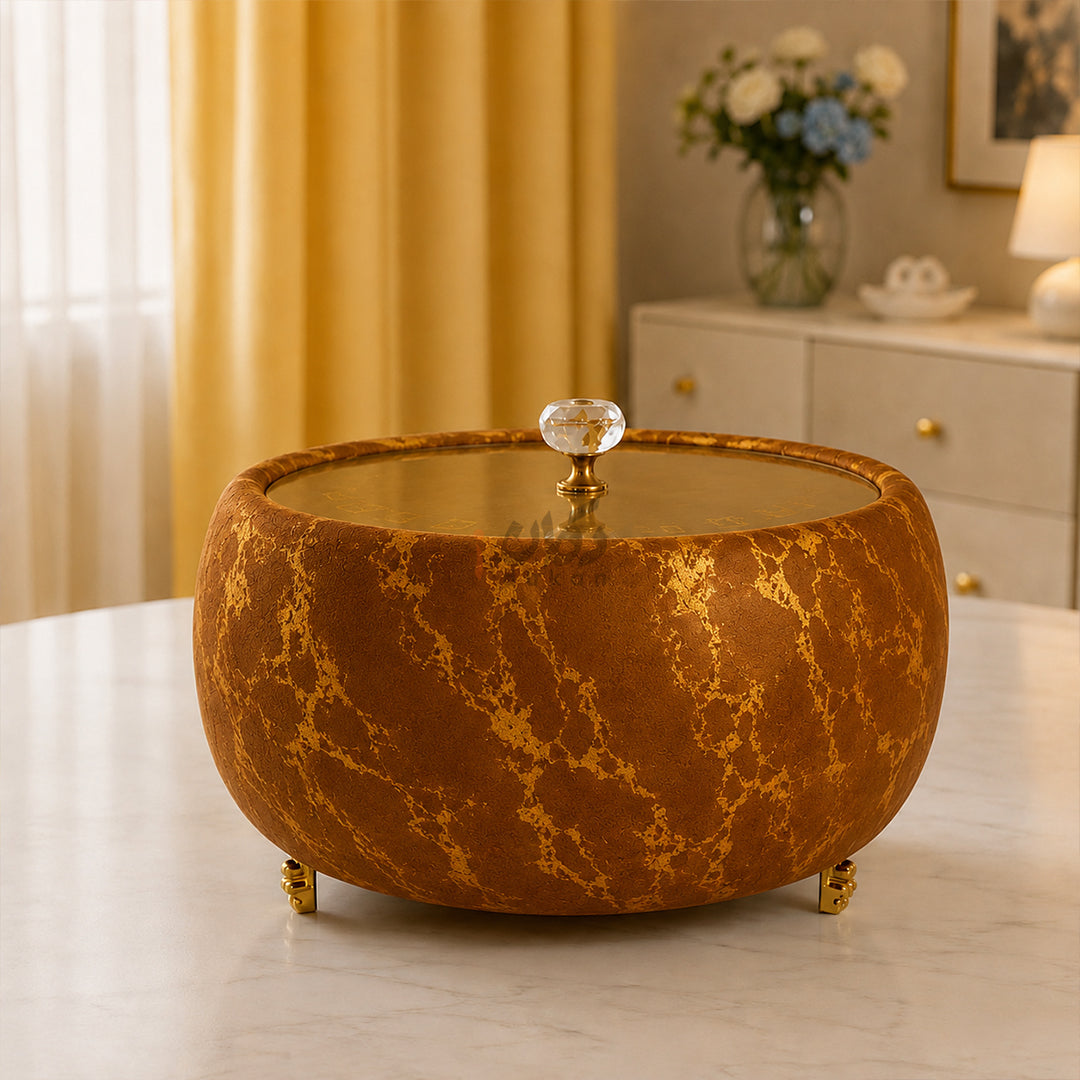 Turkish Velvet Hotpot with Acrylic Lid (Golden Brown)