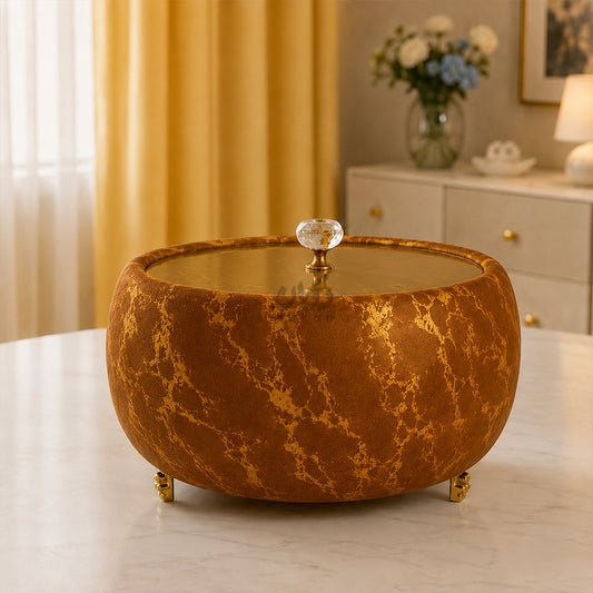 Turkish Velvet Hotpot with Acrylic Lid (Golden Brown)