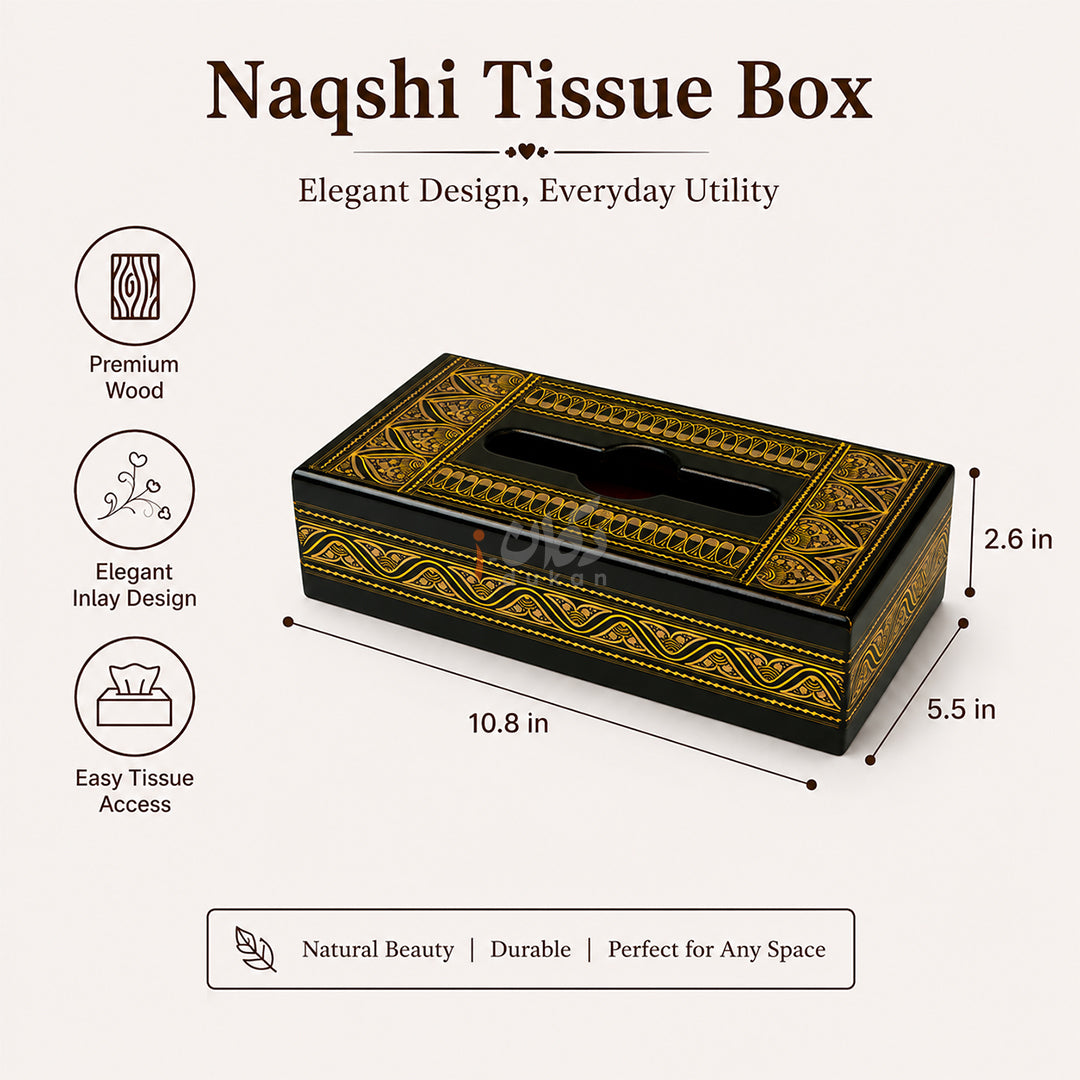 Handcrafted Wooden Tissue Boxes with Naqshi, Brass and Carving Work