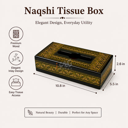 Handcrafted Wooden Tissue Boxes with Naqshi, Brass and Carving Work