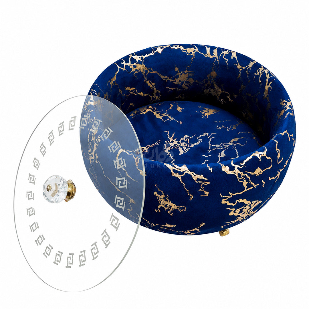 Turkish Velvet Hotpot with Acrylic Lid (Golden Blue)
