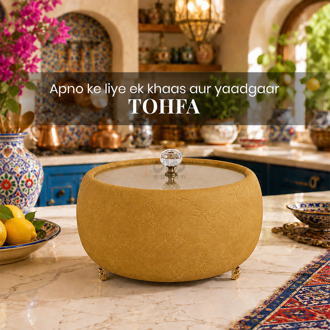 Turkish Velvet Hotpot with Acrylic Lid (Mustard Yellow)