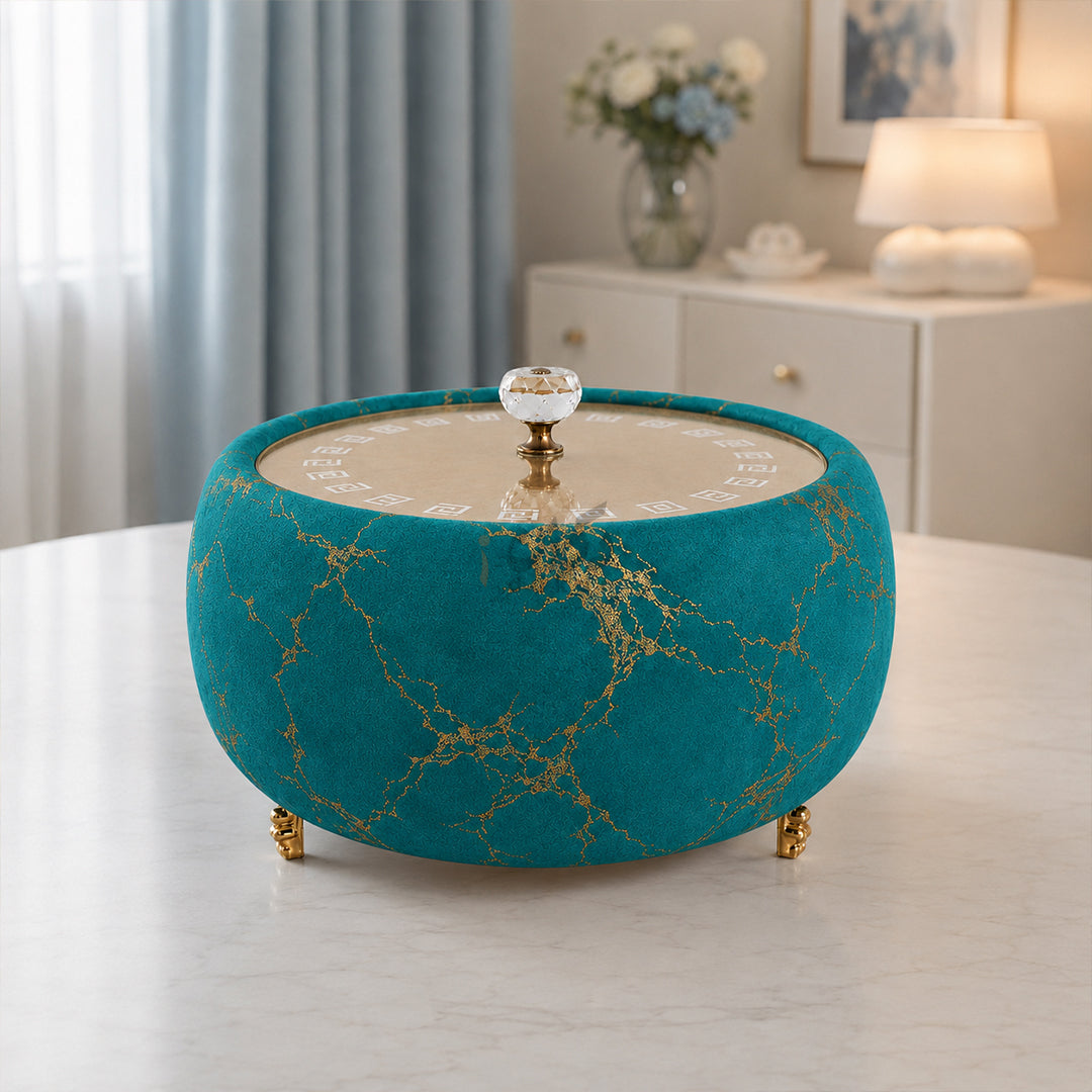 Turkish Velvet Hotpot with Acrylic Lid (Firozi Blue)