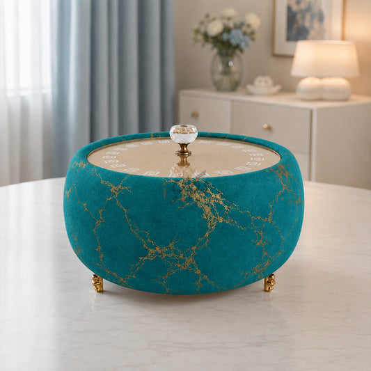 Turkish Velvet Hotpot with Acrylic Lid (Firozi Blue)