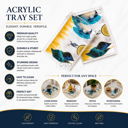 Luxury Acrylic Tray Set – Premium Decorative Serving & Organizer Tray (Set of 2)