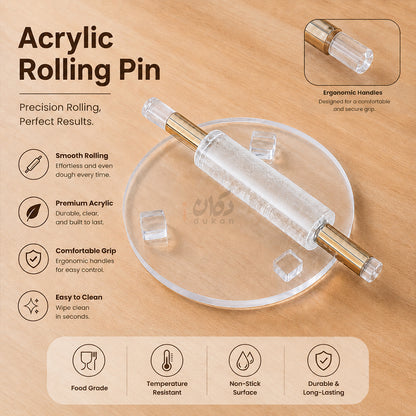 Premium Acrylic Rolling Pin – Heavy Duty Transparent Non Stick Belan For Perfect Roti