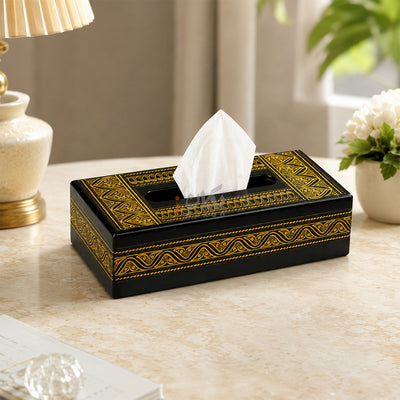 Handcrafted Wooden Tissue Boxes with Naqshi, Brass and Carving Work