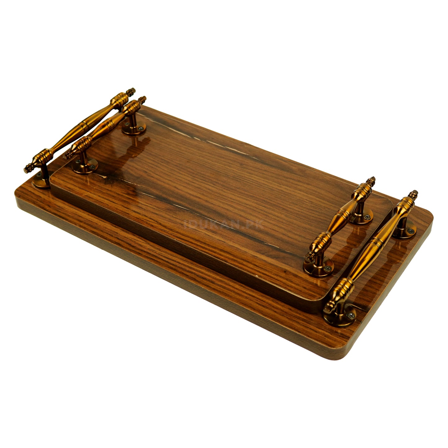 Premium UV Glass Wood MDF Serving Tray for Hosting and Home Decor