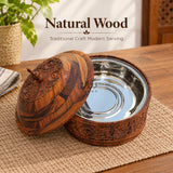 Hand-Carved Sheesham Wood Hotpot for Roti – Traditional Wooden Serving Hotpot