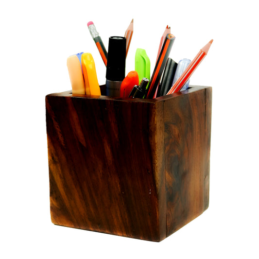 Wooden Pen Spoon Holder Stand Desk Dinning Organizer