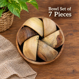 Pure Wooden Bowls Set of 7 Pieces – Natural Wooden Serving Bowls