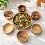 Pure Wooden Bowls Set of 7 Pieces – Natural Wooden Serving Bowls
