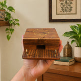 Handcrafted Wooden Mobile Holder with Key Hooks – Floral Brass Design