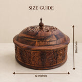 Hand-Carved Sheesham Wood Hotpot for Roti – Traditional Wooden Serving Hotpot