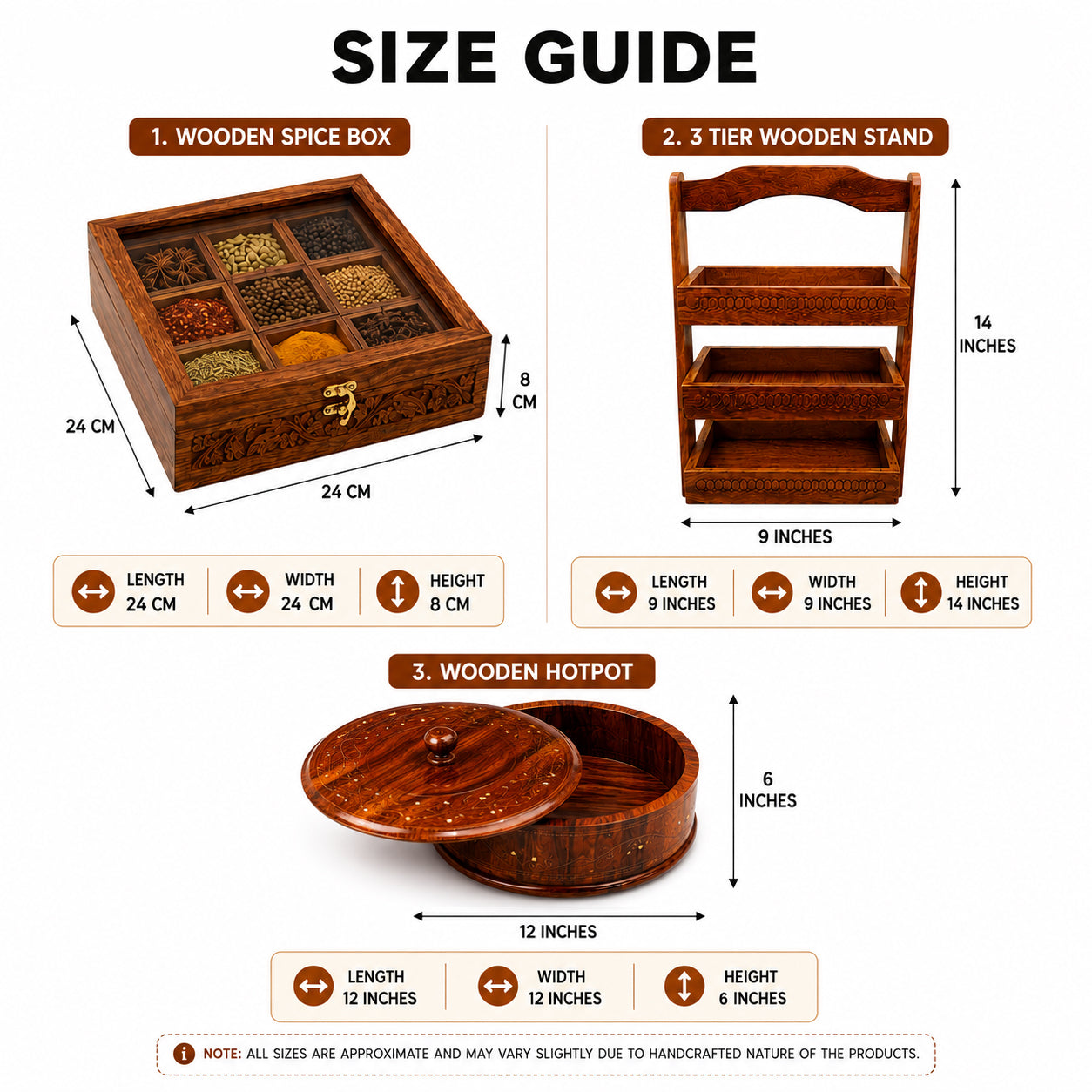 4-Piece Handcrafted Sheesham Wood Kitchen Set