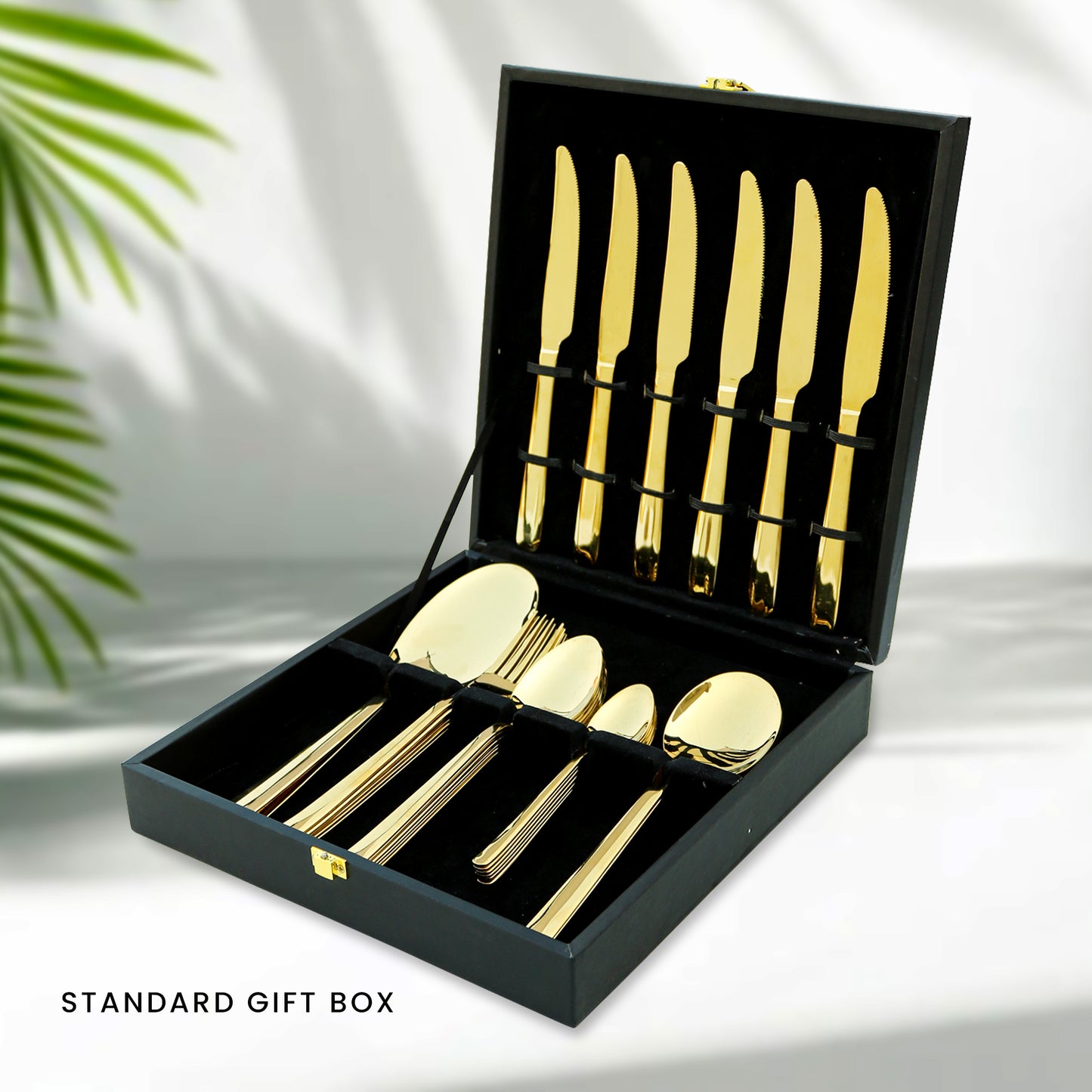 6 Person Premium Cutlery Set - Golden Color - 28 Pieces