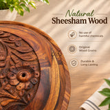Hand-Carved Sheesham Wood Hotpot for Roti – Traditional Wooden Serving Hotpot