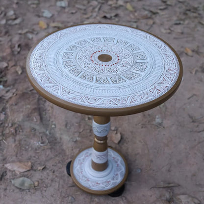 Naqashi Art Round Coffee Table + Handmade Painting | Discount Deal