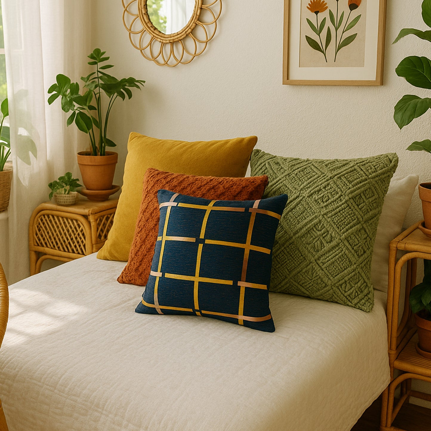 Fancy Foil Printed Velvet Cushion Cover 16x16 Inches Size