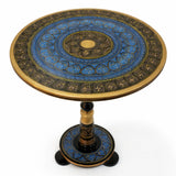 Top view of Golden blue naqashi art round table top