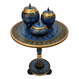 Golden blue naqashi side table with jars and bowl