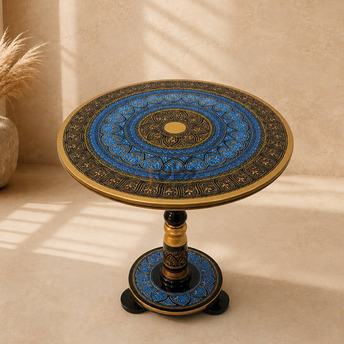 Golden blue hand painted naqashi art coffee side table