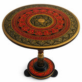 Top view of Golden red naqashi art round table top