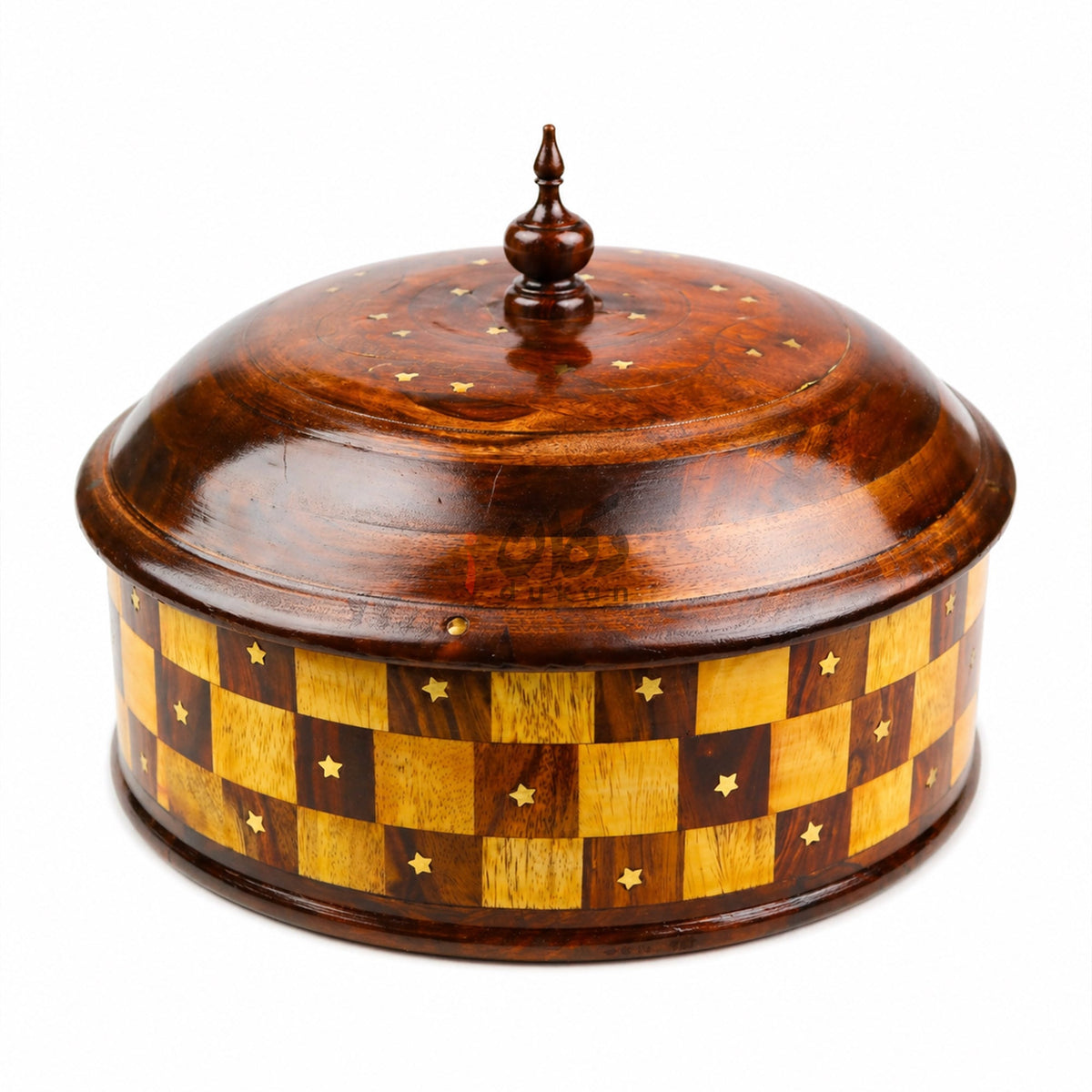 Checkered sheesham wood hotpot for roti