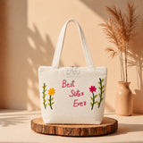 Best Sister Ever embroidered cotton bag gift for sister
