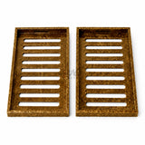 Top view of handcrafted wooden catchall tray set