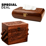 Special deal carved wooden tissue box and jewelry organizer