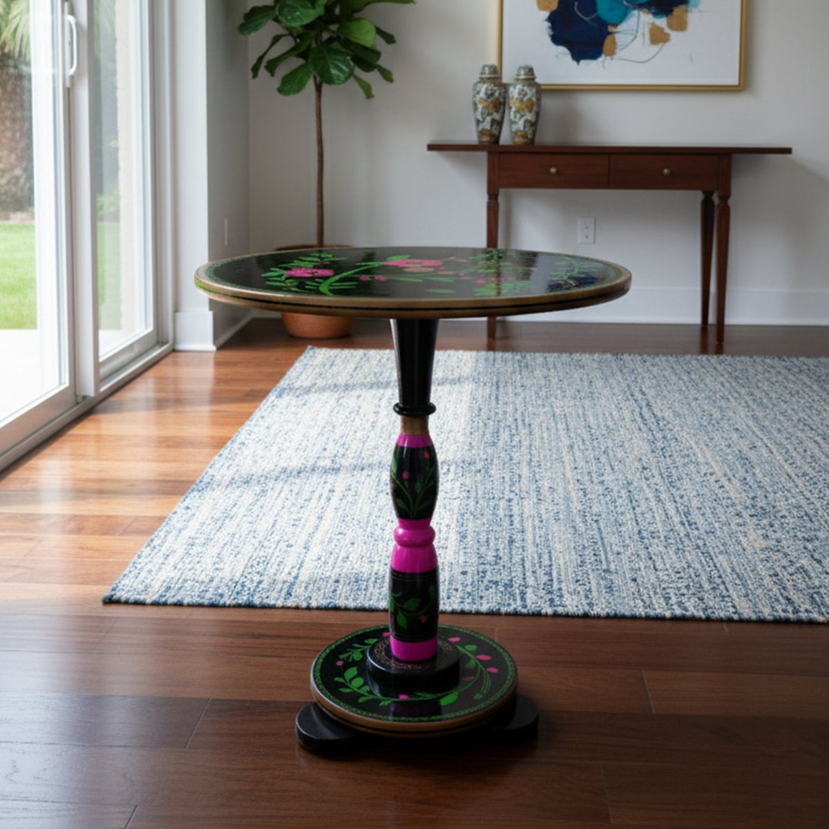 Special edition hand painted coffee table in living room