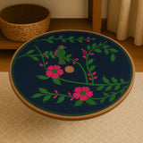 Top view of hand painted floral coffee table top