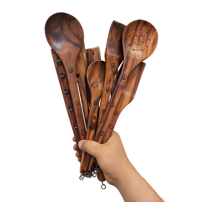 8 Pcs Handmade Wooden Cooking Spoon Set