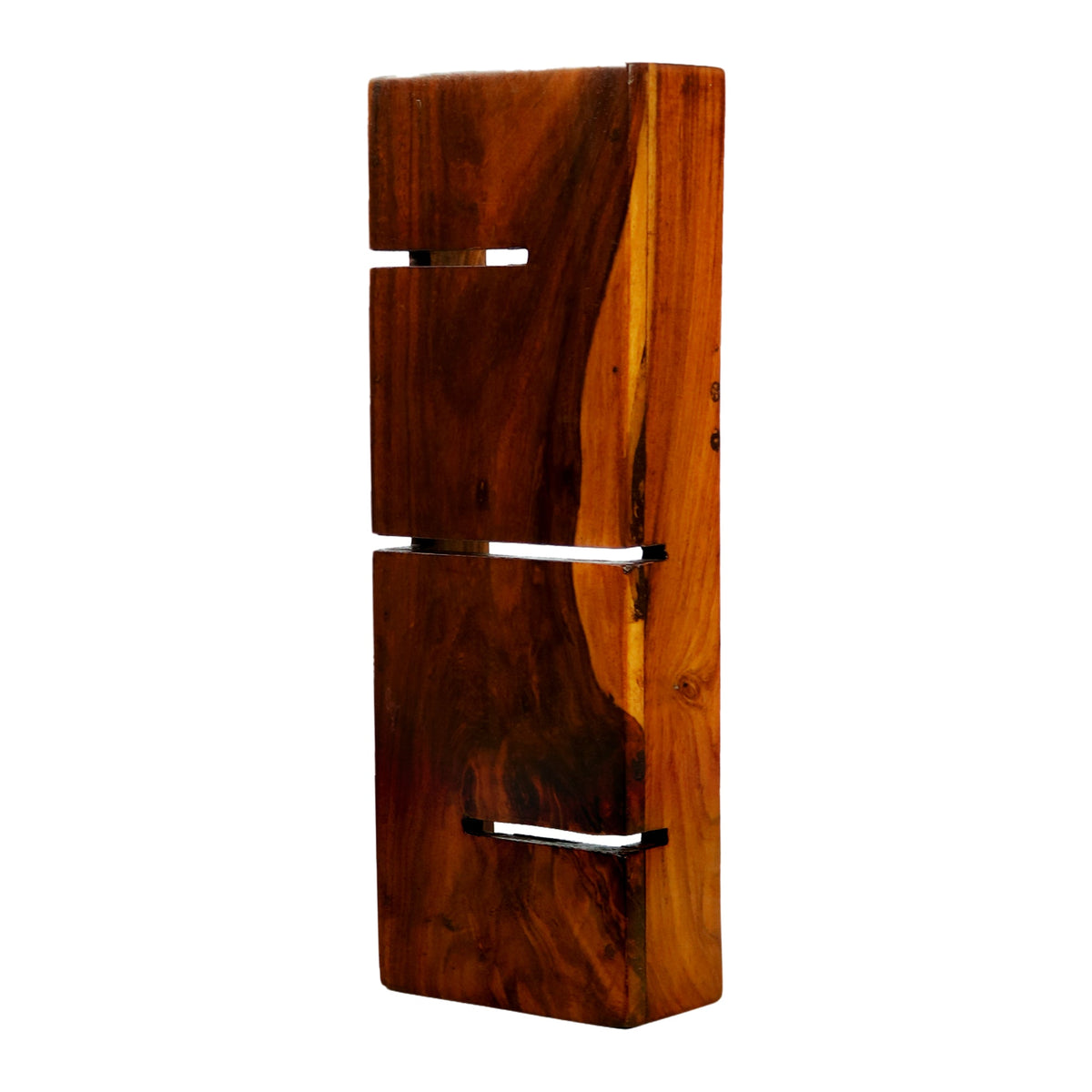 Sheesham wood wall lamp on white background